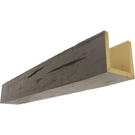 3-Sided (U-beam) Hand Hewn Endurathane Faux Wood Ceiling Beam, Burnished Honey Dew, 6W X 4H  X 8'L